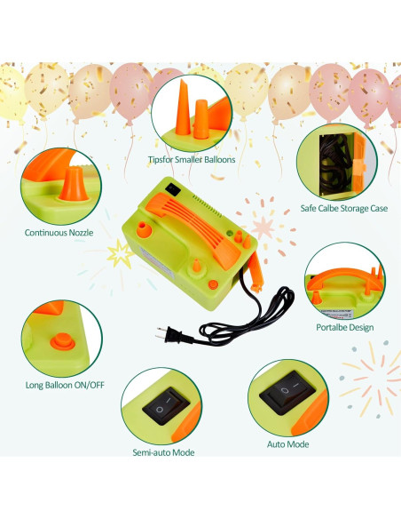 Bomba de Aire Eléctrica AGPTEK 3-en-1 para Globos 500W