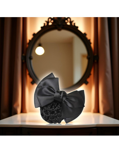 Clip para el cabello Pro Bow Barrette negro elástico 11.5x7.2cm