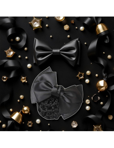 Clip para el cabello Pro Bow Barrette negro elástico 11.5x7.2cm