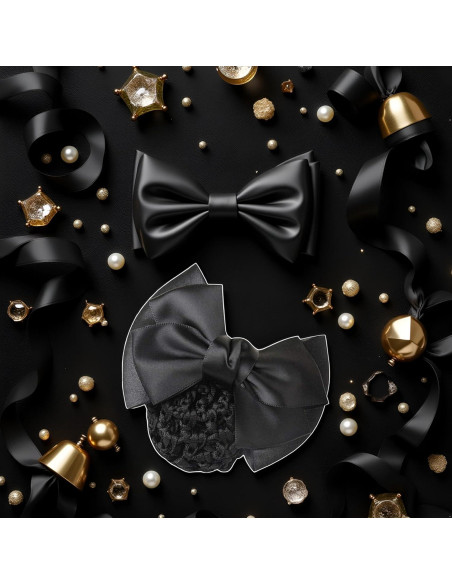 Clip para el cabello Pro Bow Barrette negro elástico 11.5x7.2cm