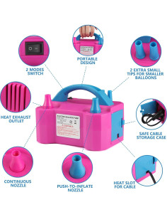 Bomba de globo eléctrica OWill 600W - Inflado rápido y portátil 2