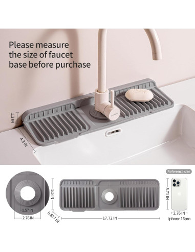 Protector de Salpicaduras de Silicona ZJWZLG 44.96x14.48cm Gris