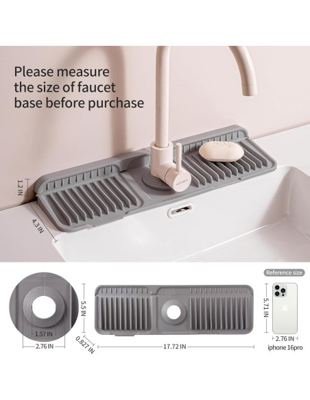 Protector de Salpicaduras de Silicona ZJWZLG 44.96x14.48cm Gris Protector de Salpicaduras de Silicona ZJWZLG 44.96x14.48cm Gris