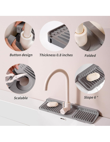 Protector de Salpicaduras de Silicona ZJWZLG 44.96x14.48cm Gris