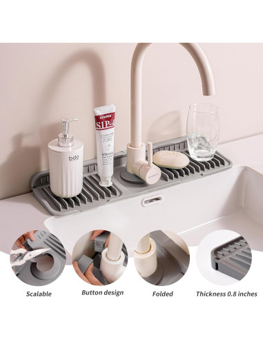 Protector de Salpicaduras de Silicona ZJWZLG 44.96x14.48cm Gris