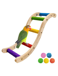 Escalera de Madera Natural Hamiledyi para Aves 18.4x10cm