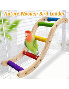 Escalera de Madera Natural Hamiledyi para Aves 18.4x10cm 2
