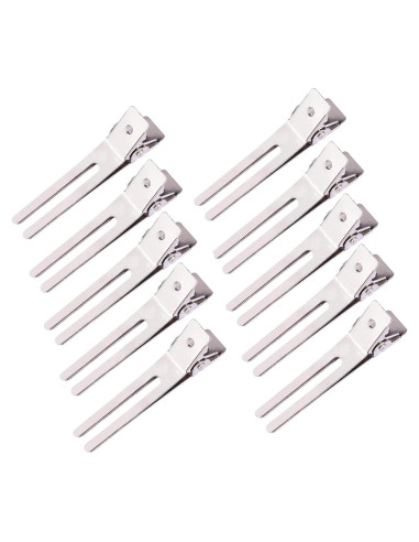 Paquete de 10 Clips de Pelo Doble Punta JFFX - Metal Plateado