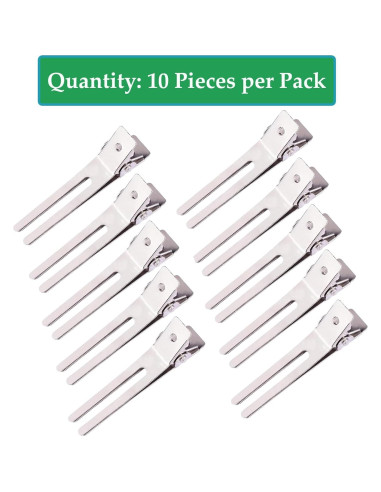 Paquete de 10 Clips de Pelo Doble Punta JFFX - Metal Plateado