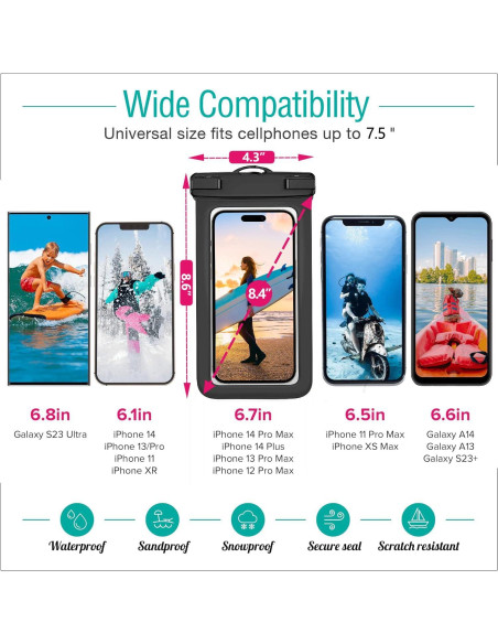 Paquete de 5 Fundas Impermeables IPX8 para Smartphone