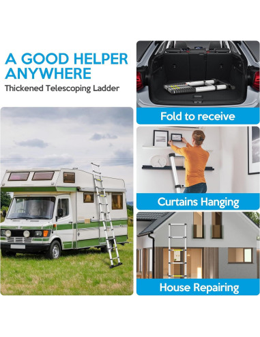 Escalera Telescópica UC UP CLIMBER 4.72m con Estabilizadores