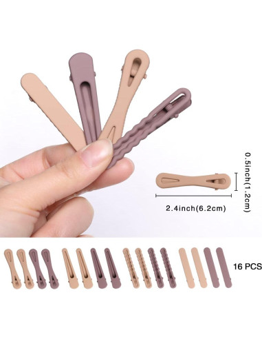 16 Clips de Pelo Antideslizantes Yerpkefey Café Claro para Mujeres