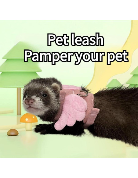 Arnés y Correa Ajustable para Hurones y Mascotas Pequeñas Rosa