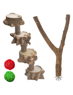 Juguete para Periquitos Luonfels con Escalera de Madera 4 Pasos