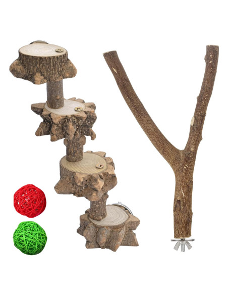 Juguete para Periquitos Luonfels con Escalera de Madera 4 Pasos