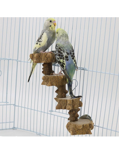 Juguete para Periquitos Luonfels con Escalera de Madera 4 Pasos