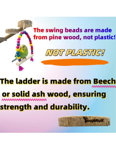 Percha para Aves Toughright Madera Natural Escalera 31.9cm 2