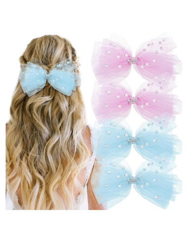 4 Clips de Lazos de Perlas Aswewamt para el Cabello