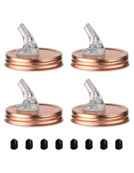 Picos de Vertido para Tarros Mason ziHenryDa 70mm Oro Rosa 4-Pack