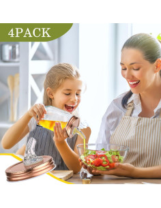 Picos de Vertido para Tarros Mason ziHenryDa 70mm Oro Rosa 4-Pack 2