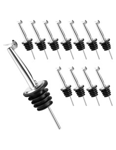 Paquete de 12 vertedores de licor acero inoxidable con tapa automática