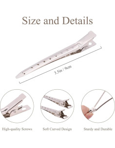 Clips de Cabello Metalicos Yoyokid 60PCS 8.9cm para Estilizar 2