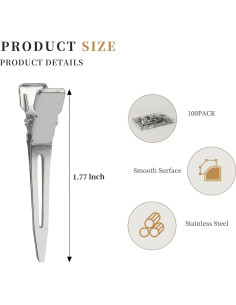 100 Clips de Cocodrilo de Metal Aifanjierui 4.5cm Plata 2
