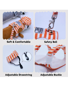 Arnés y Correa Ajustable para Hurones FORZENA Naranja 2