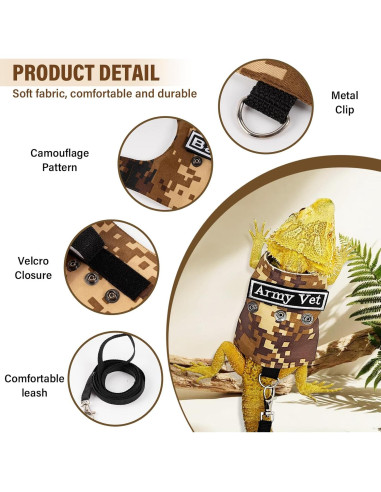 Conjunto Arnés y Correa Swirge para Dragón Barbudo Marrón