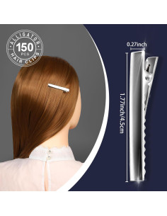 Clips de Pelo Cocodrilo YGDZ 150pcs Metal 4.5cm Plateados 2