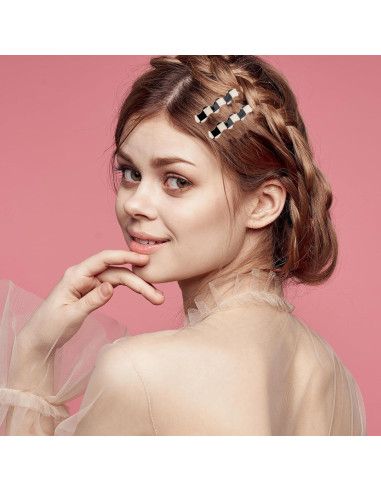 12 Clips para el Cabello Geométricos Besaleck - Blanco y Negro