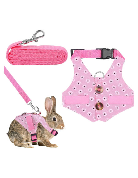 Arnés y Correa Ajustable para Conejo Timwaygo Rosa L