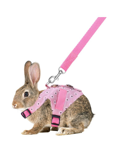 Arnés y Correa Ajustable para Conejo Timwaygo Rosa L