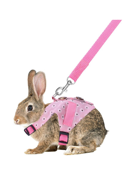 Arnés y Correa Ajustable para Conejo Timwaygo Rosa L