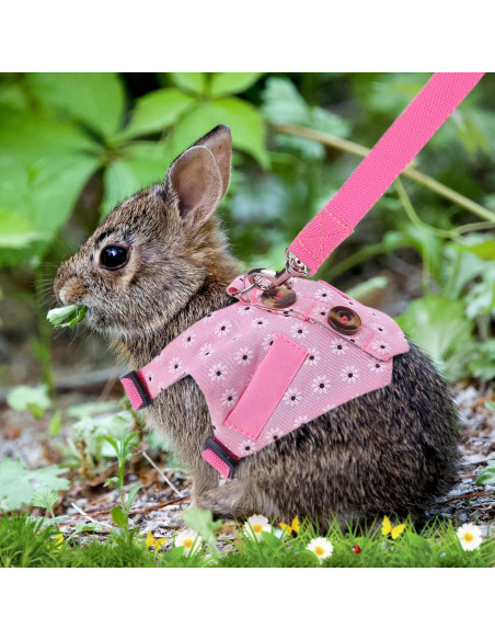 Arnés y Correa Ajustable para Conejo Timwaygo Rosa L