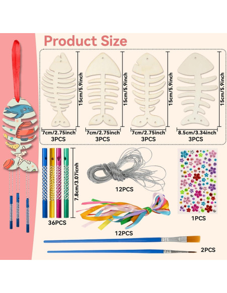 Kit de Móvil DIY RAINFLOW para Niños - 12 Piezas de Madera Kit de Móvil DIY RAINFLOW para Niños - 12 Piezas de Madera