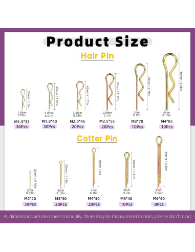 Kit 208 Pasadores de Seguridad Acero Inoxidable Swpeet