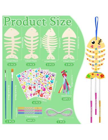 Kit de Campanas de Viento de Madera Benvo - 12 Piezas DIY