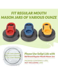 6 Tapas de Tarro Mason Soligt Boca Regular A Prueba de Fugas 2