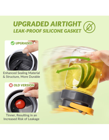 6 Tapas de Tarro Mason Soligt Boca Regular A Prueba de Fugas