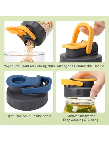 6 Tapas de Tarro Mason Soligt Boca Regular A Prueba de Fugas