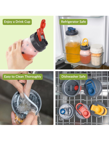 6 Tapas de Tarro Mason Soligt Boca Regular A Prueba de Fugas