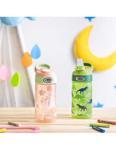Set de 2 Botellas de Agua Zak Designs 0.47L Unicornio y Dino