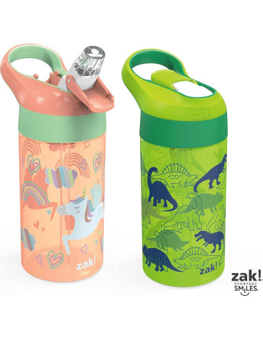 Set de 2 Botellas de Agua Zak Designs 0.47L Unicornio y Dino