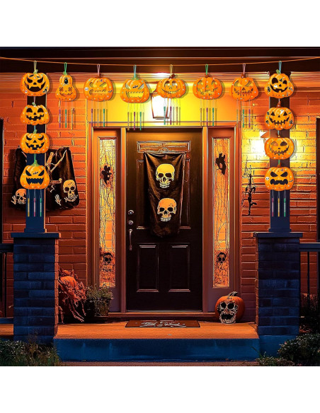 Kit de Manualidades Halloween TREACLUB - 12 Campanas de Viento de Madera
