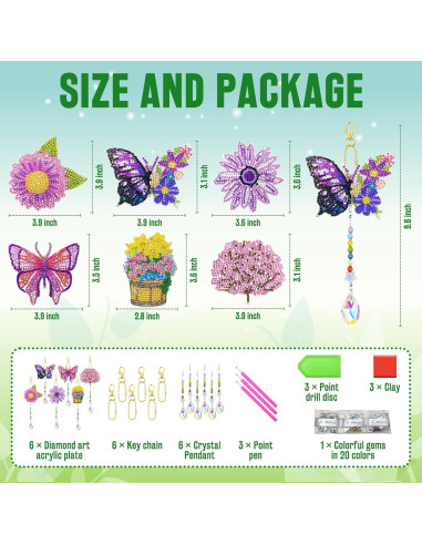 6 Piezas Kit de Pintura de Diamantes Pecopcock Primavera