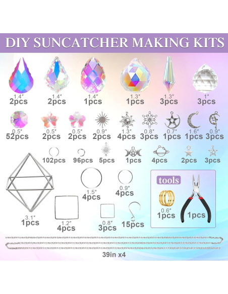Kit DIY Atrapa Rayos de Cristal 330 Piezas - ASTNIC Plata