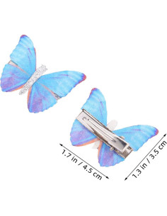 5 Clips de Pelo Mariposa Azul WRITWAA - Acero Inoxidable, Compactos 2