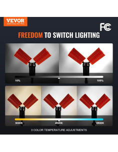 Luz de Trabajo LED VEVOR 2500lm Recargable con Control Remoto 2