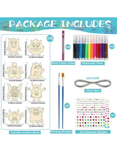 Kit de Manualidades Campana de Viento Monstruo 16 Piezas gisgfim